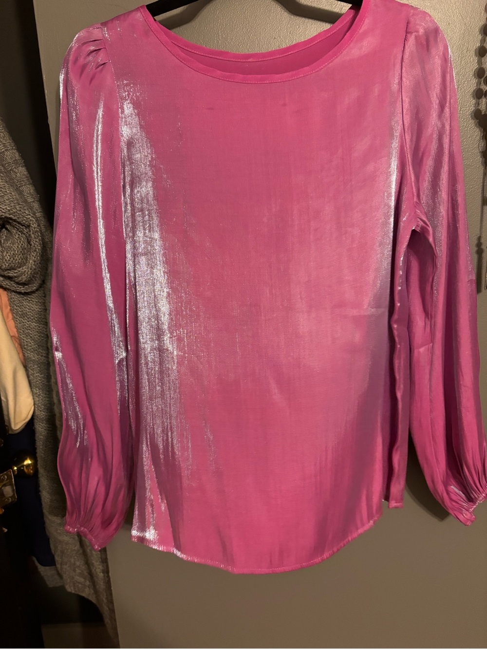 Pink Shimmer Long-Sleeve Women's Blouse